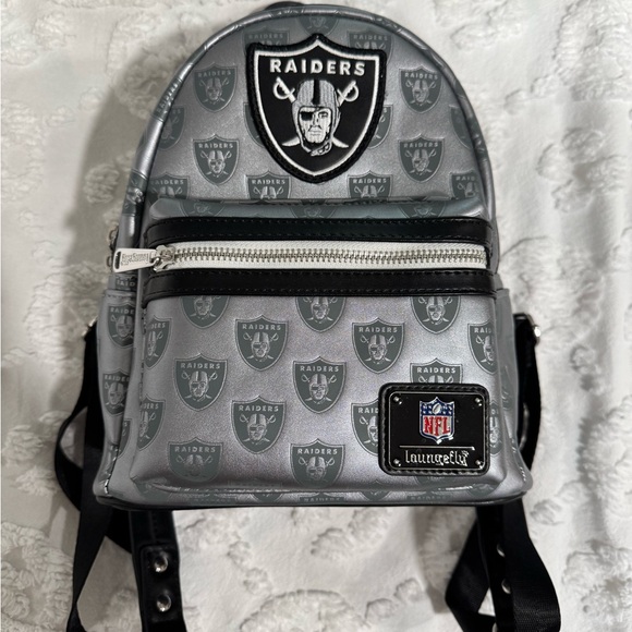 NFL Raiders silver loungefly mini backpack - Picture 1 of 5